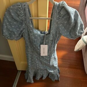 Women's Blue Puff Sleeve Top